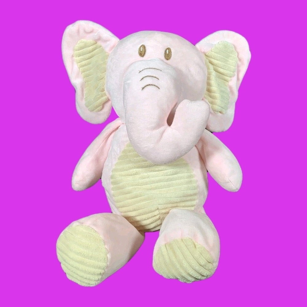 Kelly Baby Kellytoy Plush Elephant Rattle Toy Lovey  18" Pink
